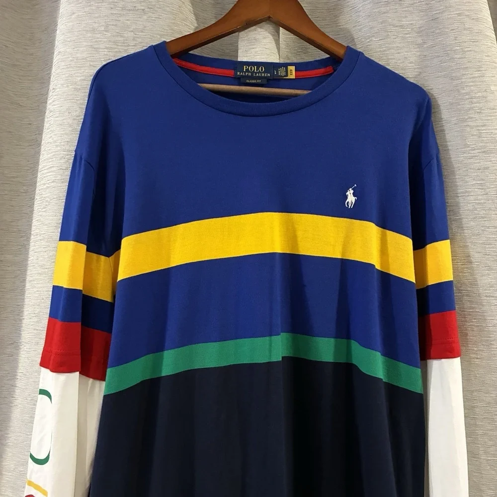 Polo Ralph‎ Lauren Striped Colorful Long sleeve T Shirt Size Large